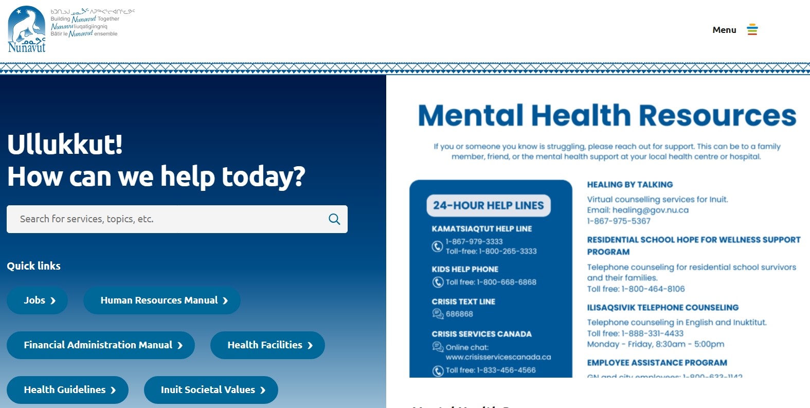 Nunavut Addictions and Mental Health Services