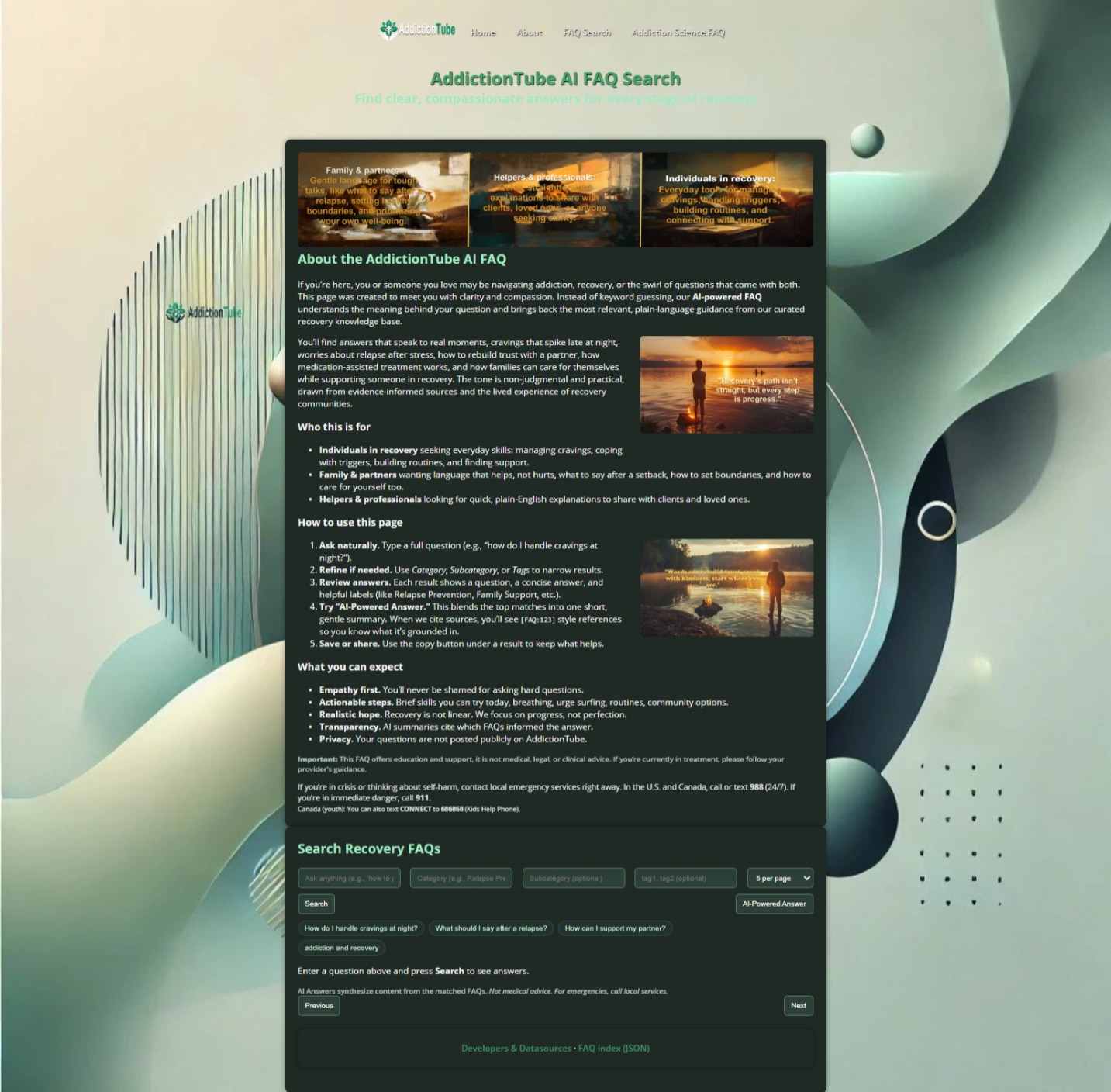 AddictionTube AI FAQ Search