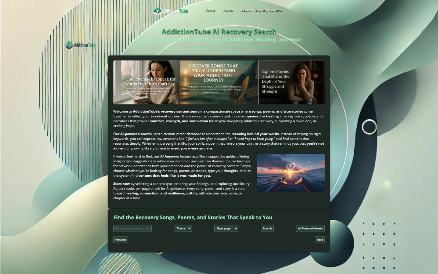 AddictionTube Recovery Content Search