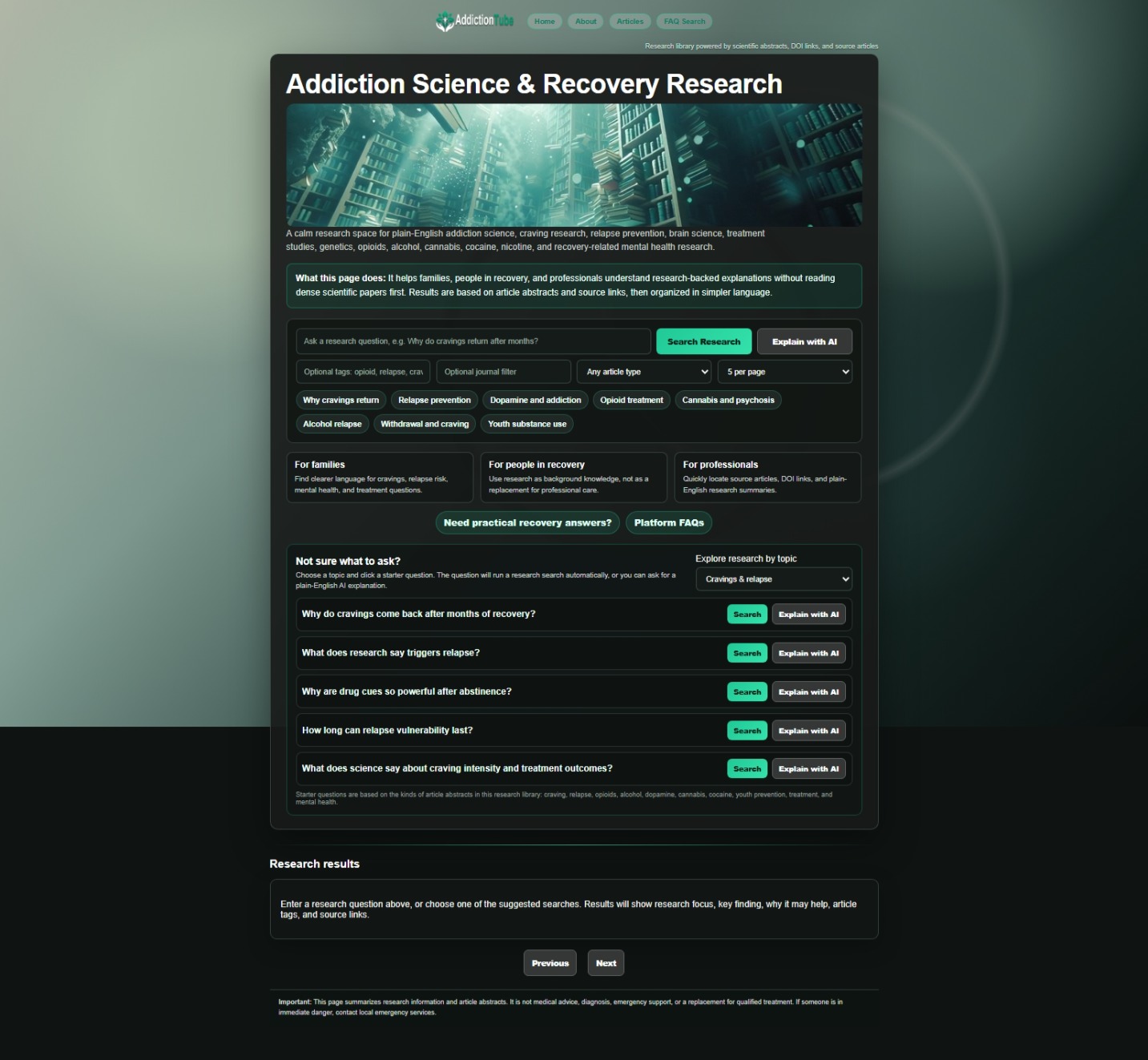 Addiction Science and Recovery Research